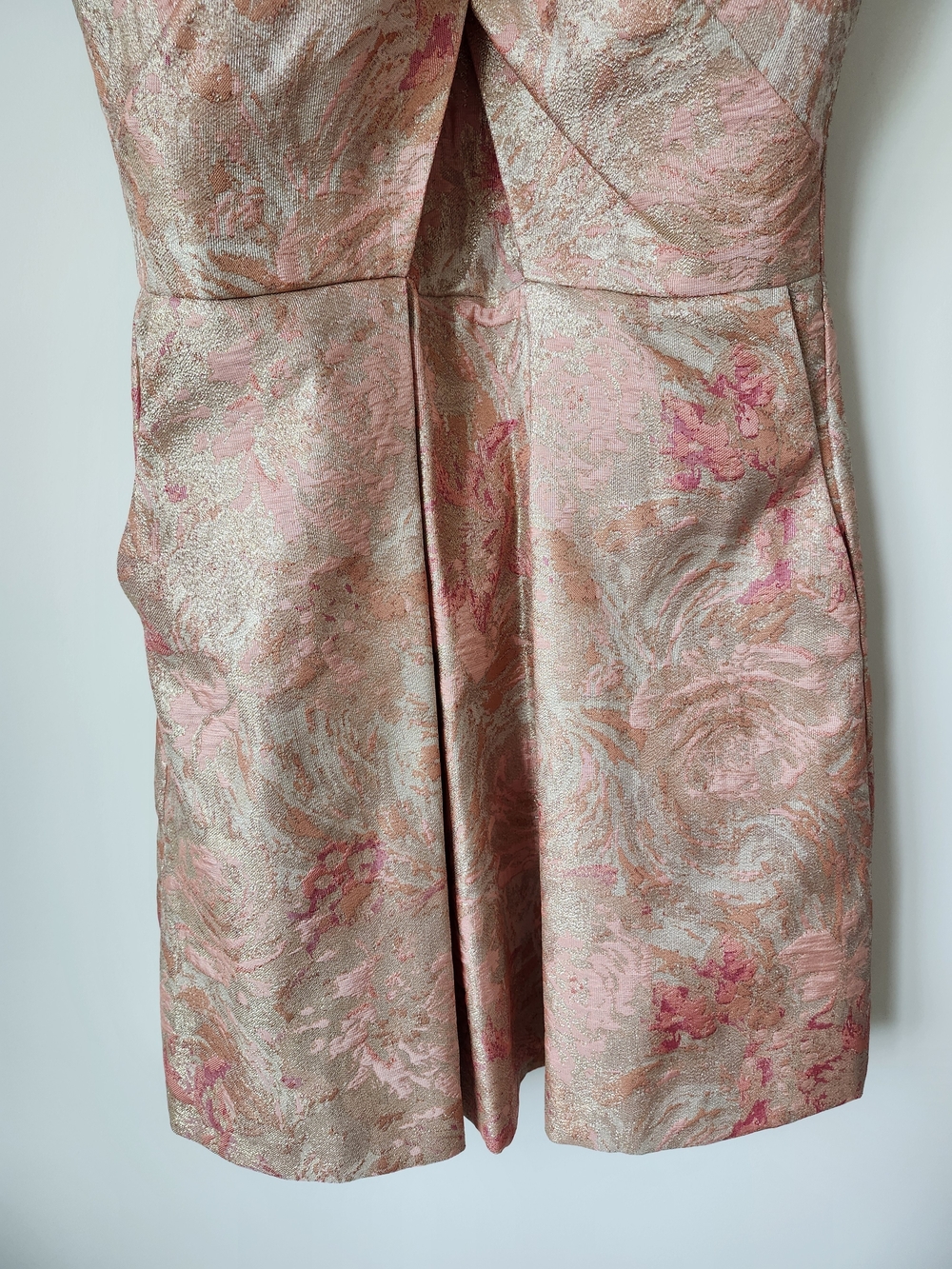 Vince Camuto Pink Metallic Brocade Crisscross Mini Dress - Picture 7 of 16